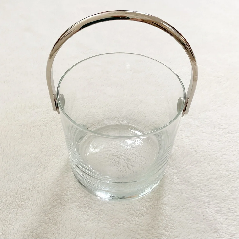 Schott Zwiesel Crystal Ice Bucket Chrome Handle Germany Vintage MCM